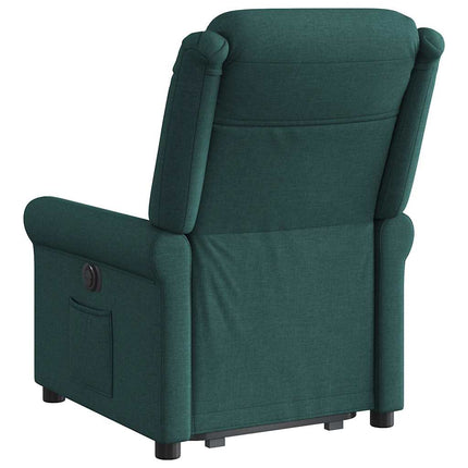Reclinerfåtölj med uppresningshjälp mörkgrön tyg