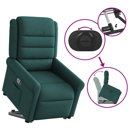Reclinerfåtölj med uppresningshjälp mörkgrön tyg