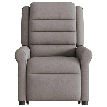 Reclinerfåtölj med uppresningshjälp taupe tyg