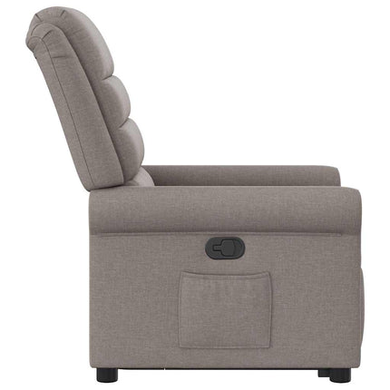 Reclinerfåtölj med uppresningshjälp taupe tyg
