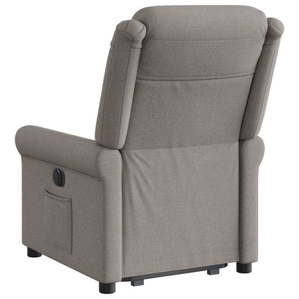 Reclinerfåtölj med uppresningshjälp taupe tyg
