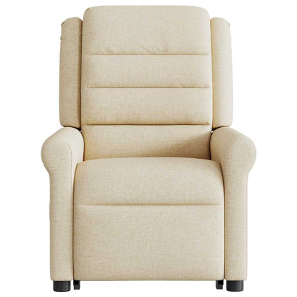 Reclinerfåtölj med uppresningshjälp gräddvit tyg