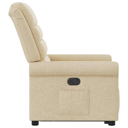 Reclinerfåtölj med uppresningshjälp gräddvit tyg