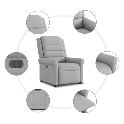 Reclinerfåtölj med uppresningshjälp molngrå tyg