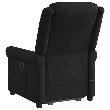 Massagefåtölj med uppresningshjälp svart tyg