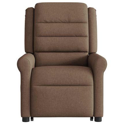 Massagefåtölj med uppresningshjälp brun tyg