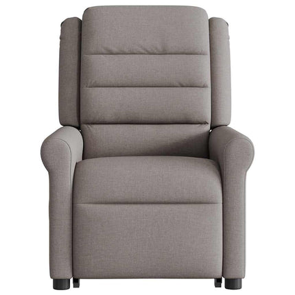 Massagefåtölj med uppresningshjälp taupe tyg