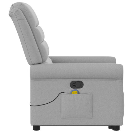 Massagefåtölj med uppresningshjälp molngrå tyg