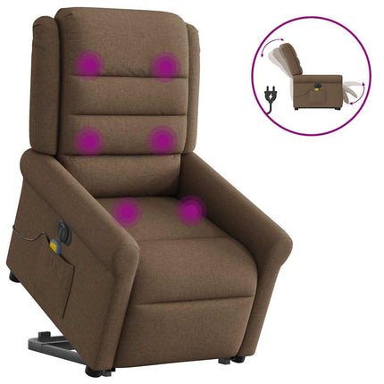Elektrisk massagefåtölj med uppresningshjälp brun tyg