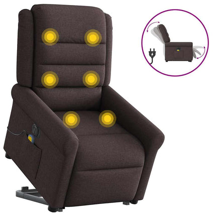 Elektrisk massagefåtölj med uppresningshjälp mörkbrun tyg