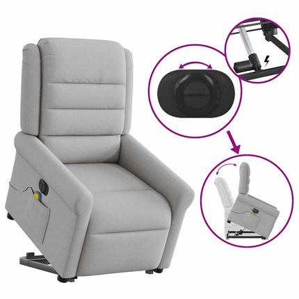 Elektrisk massagefåtölj med uppresningshjälp molngrå tyg