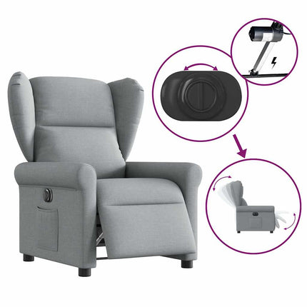 Elektrisk reclinerfåtölj ljusgrå tyg