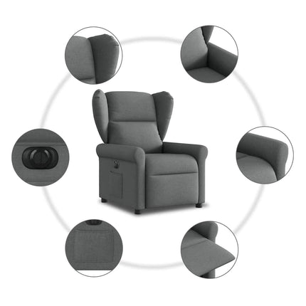 Elektrisk reclinerfåtölj mörkgrå tyg