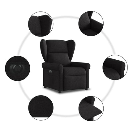 Elektrisk reclinerfåtölj svart tyg
