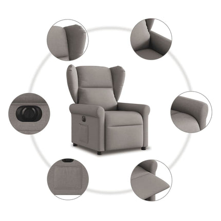 Elektrisk reclinerfåtölj taupe tyg