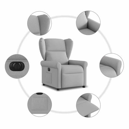 Elektrisk reclinerfåtölj molngrå tyg