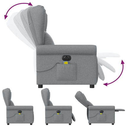 Elektrisk massagefåtölj ljusgrå tyg