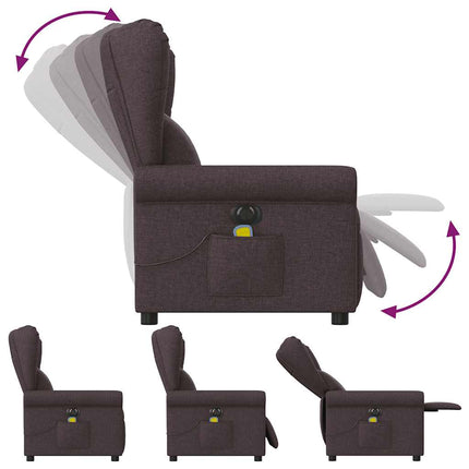 Elektrisk massagefåtölj mörkbrun tyg
