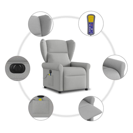 Elektrisk massagefåtölj molngrå tyg
