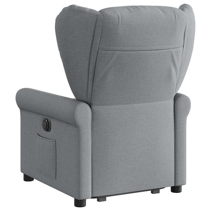 Reclinerfåtölj med uppresningshjälp ljusgrå tyg