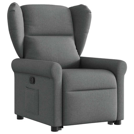 Reclinerfåtölj med uppresningshjälp mörkgrå tyg