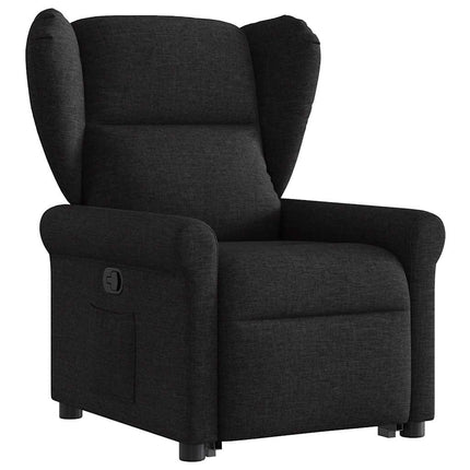 Reclinerfåtölj med uppresningshjälp svart tyg