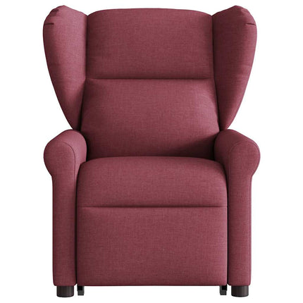 Reclinerfåtölj med uppresningshjälp vinröd tyg