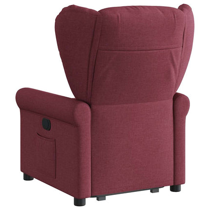 Reclinerfåtölj med uppresningshjälp vinröd tyg