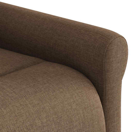 Reclinerfåtölj med uppresningshjälp brun tyg
