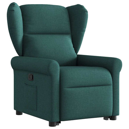 Reclinerfåtölj med uppresningshjälp mörkgrön tyg