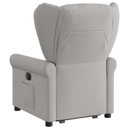 Reclinerfåtölj med uppresningshjälp molngrå tyg