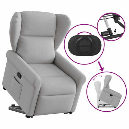 Reclinerfåtölj med uppresningshjälp molngrå tyg