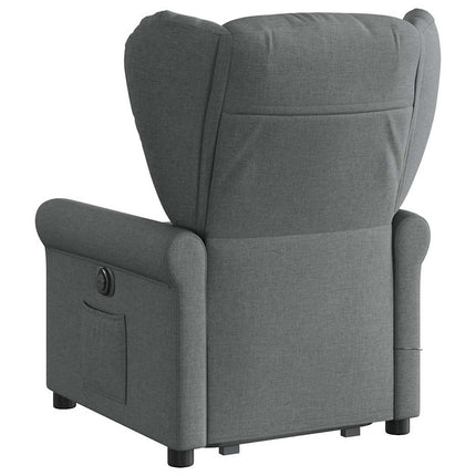 Massagefåtölj med uppresningshjälp mörkgrå tyg