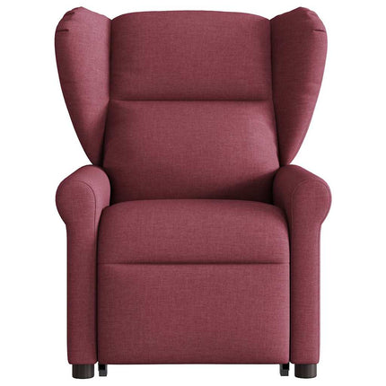 Massagefåtölj med uppresningshjälp vinröd tyg