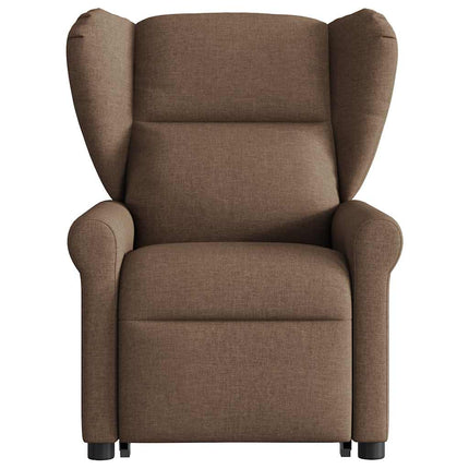 Massagefåtölj med uppresningshjälp brun tyg