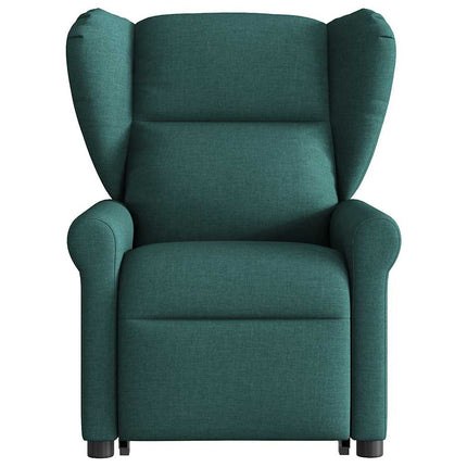 Massagefåtölj med uppresningshjälp mörkgrön tyg