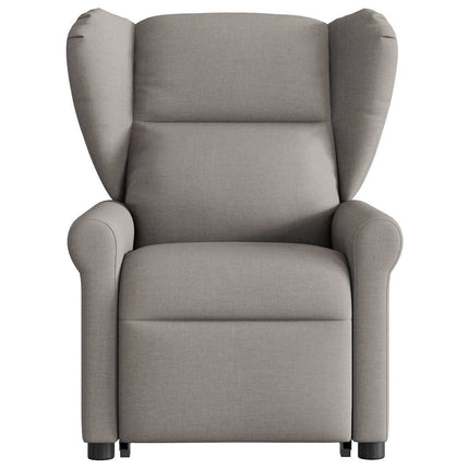 Massagefåtölj med uppresningshjälp taupe tyg