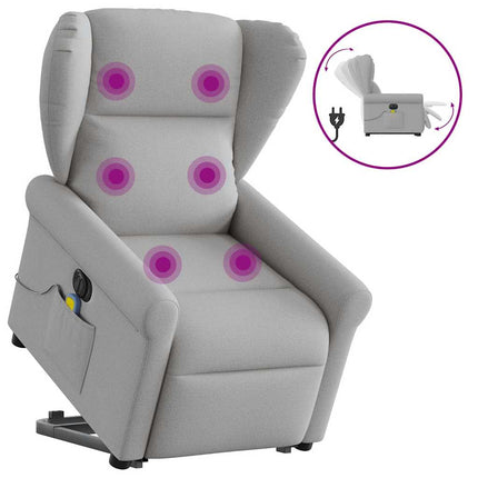 Elektrisk massagefåtölj med uppresningshjälp molngrå tyg
