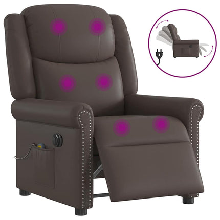 Elektrisk massagestol Glänsande brunt konstläder