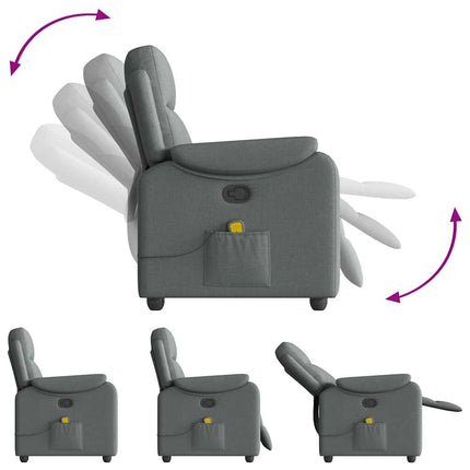 Massagefåtölj mörkgrå tyg
