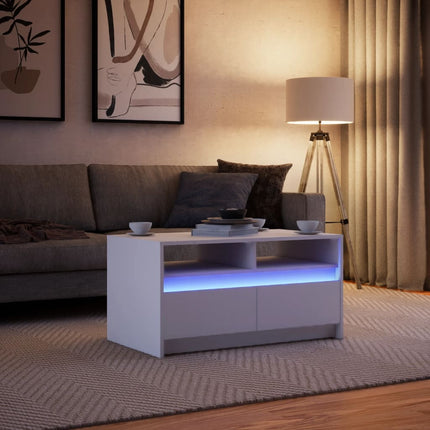 Soffbord med LEDs vit konstruerat trä
