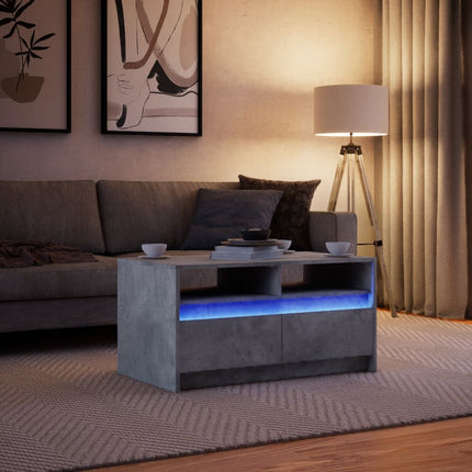 Soffbord med LEDs betonggrå konstruerat trä