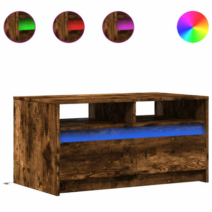 Soffbord med LEDs rökfärgad ek konstruerat trä