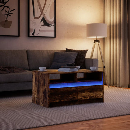 Soffbord med LEDs rökfärgad ek konstruerat trä