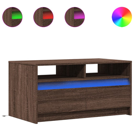 Soffbord med LEDs brun ek konstruerat trä