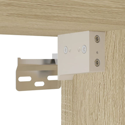 Väggmonterat sängbord med LED-lampor sonoma-ek