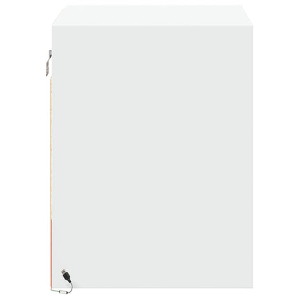 Väggmonterade sängbord med LED-lampor 2 st vit