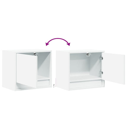 Väggmonterade sängbord med LED-lampor 2 st vit