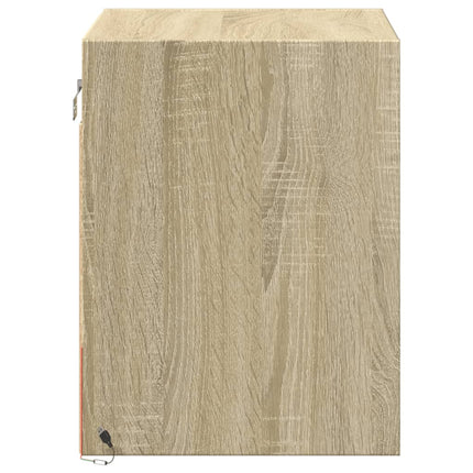 Väggmonterade sängbord med LED-lampor 2 st sonoma-ek