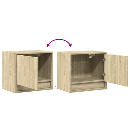 Väggmonterade sängbord med LED-lampor 2 st sonoma-ek